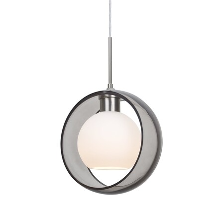 Besa Lighting Mana Pendant, Smoke, Satin Nickel Finish, 1x9W LED 1JT-MANASM-LED-SN